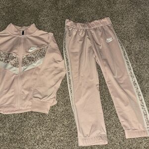 Nike Pink Tracksuit with Leopard Accents